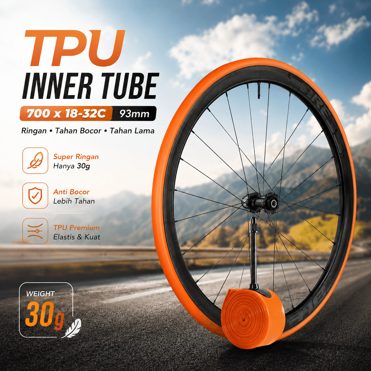 Ban Dalam Sepeda Inner Tube Road Bike TPU 700 x 18-32C