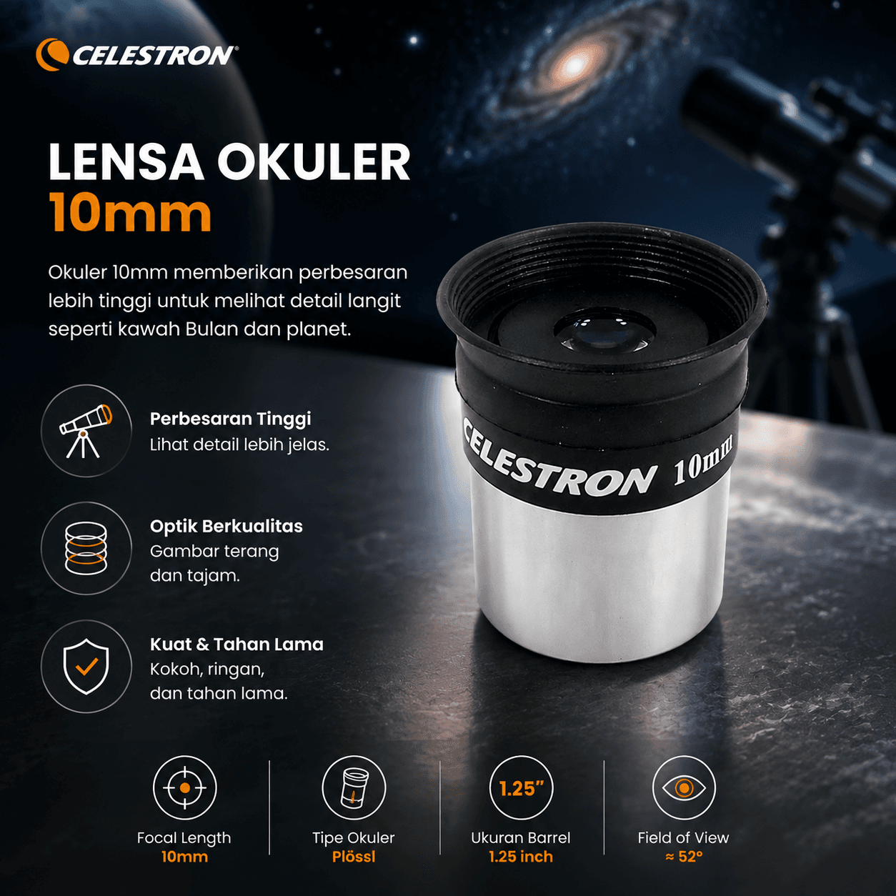 Lensa Okuler Teleskop Eyepiece Night Vision 10mm - CELESTRON Lensa Okuler Teleskop Eyepiece Night Vision 10mm TH03KS_BLACK_SILVER Lensa Okuler Teleskop Eyepiece Night Vision 10mm - CELESTRON Lensa Okuler Teleskop Eyepiece Night Vision 10mm TH03KS_BLACK_SILVER