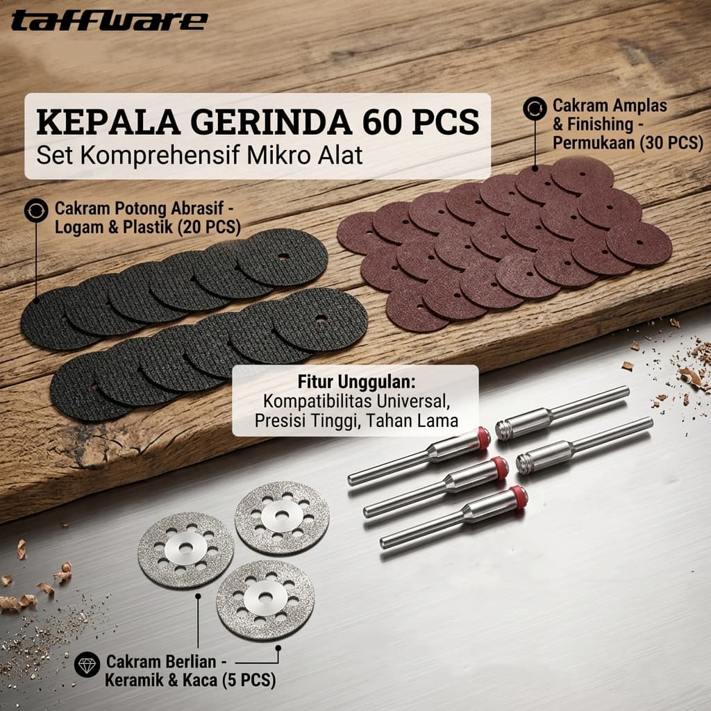 Kepala Gerinda Diamond Cutting Blade Drill 60 PCS