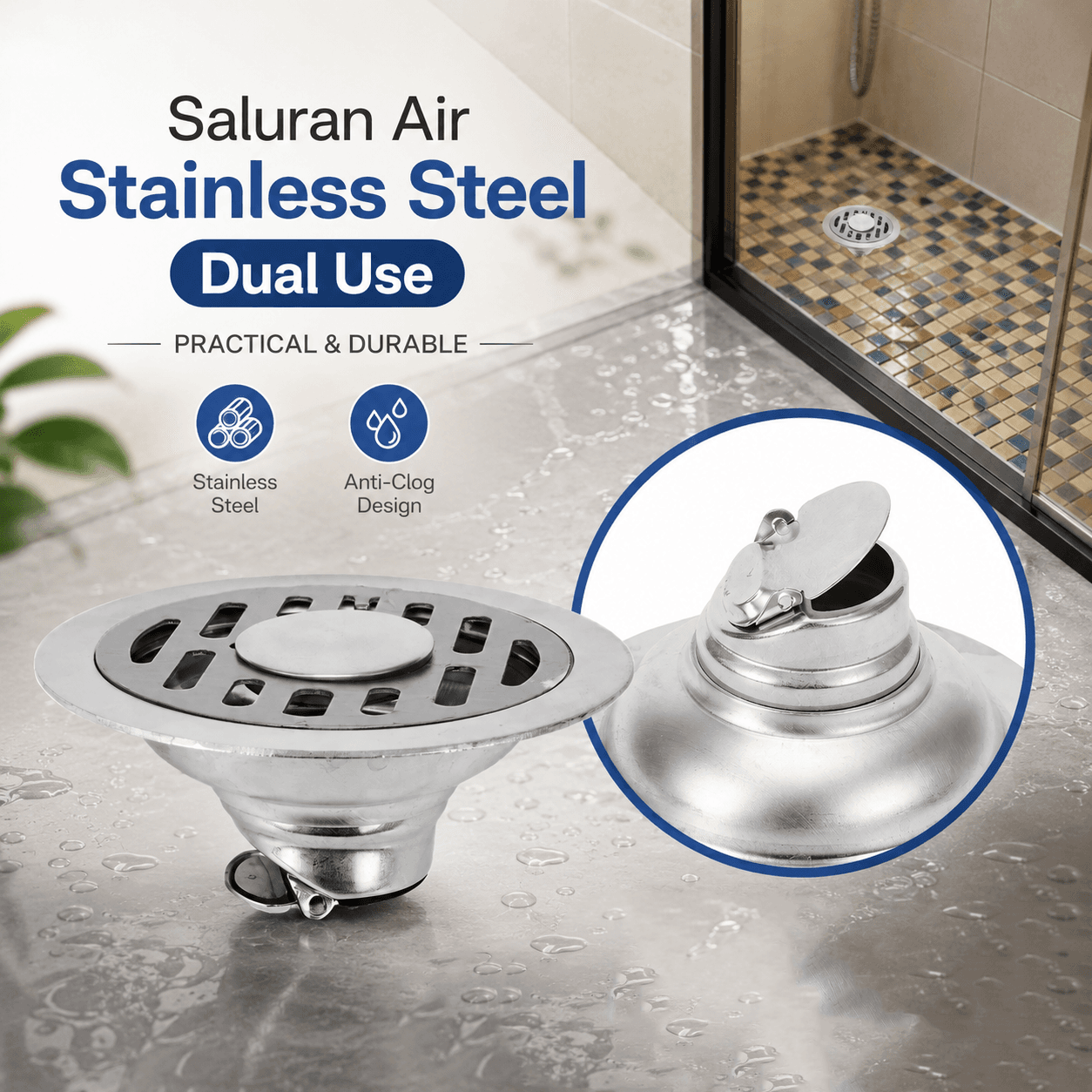 Pin Jie Ju Saluran Air Floor Drain Short Seal Stainless Steel - Jing Pin Jie Ju Saluran Air Floor Drain Short Seal Stainless Steel - LEE001 HT03SV_DUAL_USE_SILVER Pin Jie Ju Saluran Air Floor Drain Short Seal Stainless Steel - Jing Pin Jie Ju Saluran Air Floor Drain Short Seal Stainless Steel - LEE001 HT03SV_DUAL_USE_SILVER