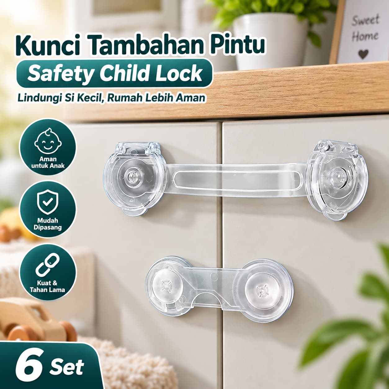 Kunci Tambahan Pintu Safety Child Door Cabinet Locks 6 Set - DHDH Kunci Tambahan Pintu Safety Child Door Cabinet Locks 6 Set - DH112 HTK0TP_TRANSPARAN Kunci Tambahan Pintu Safety Child Door Cabinet Locks 6 Set - DHDH Kunci Tambahan Pintu Safety Child Door Cabinet Locks 6 Set - DH112 HTK0TP_TRANSPARAN
