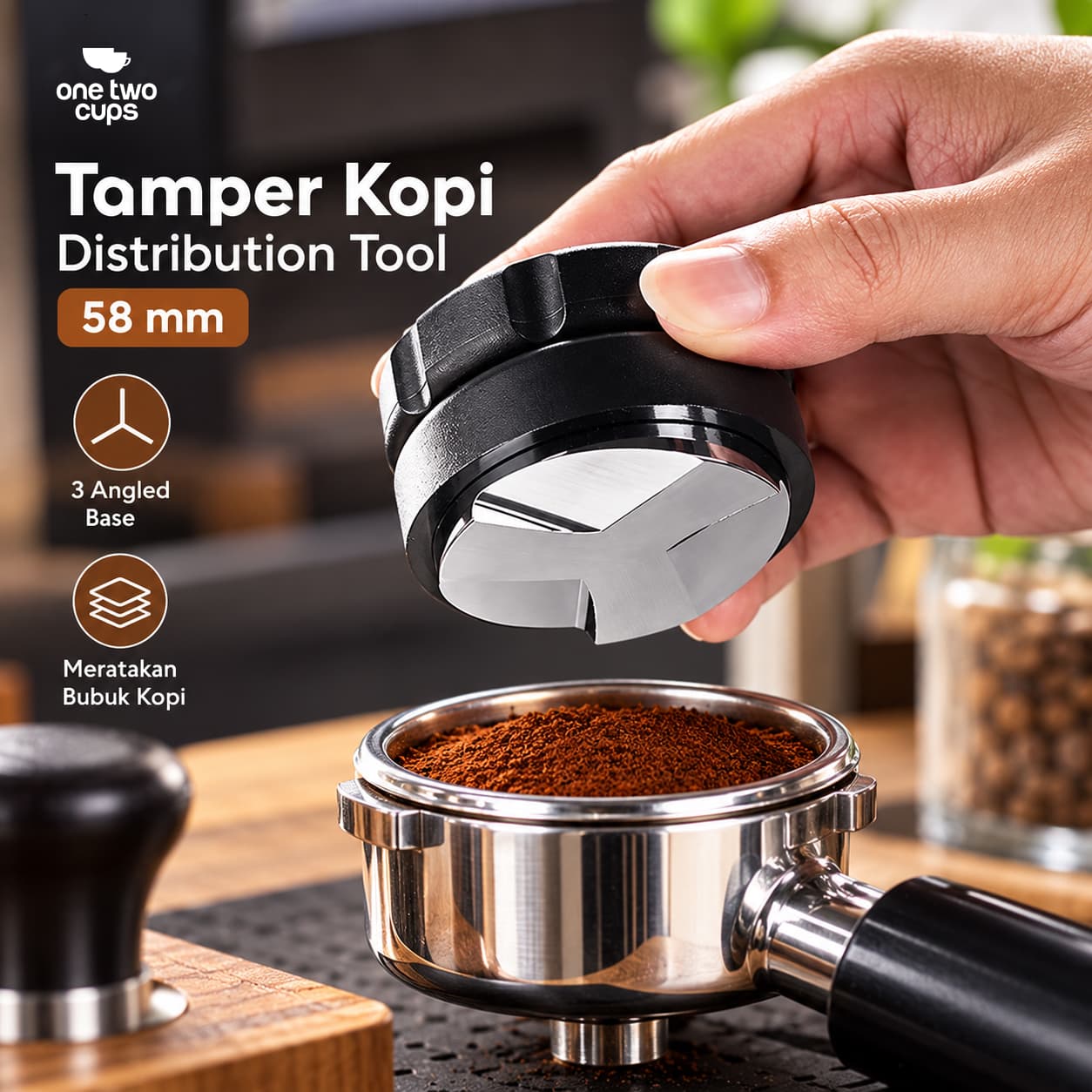 Macaron Tamper Coffee Distribution Tool 3 Angled Base