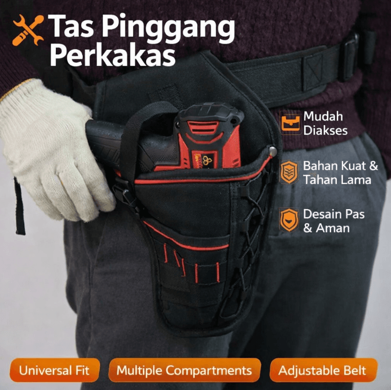 Tas Pinggang Perkakas Drill Holster Waist Tool Bag