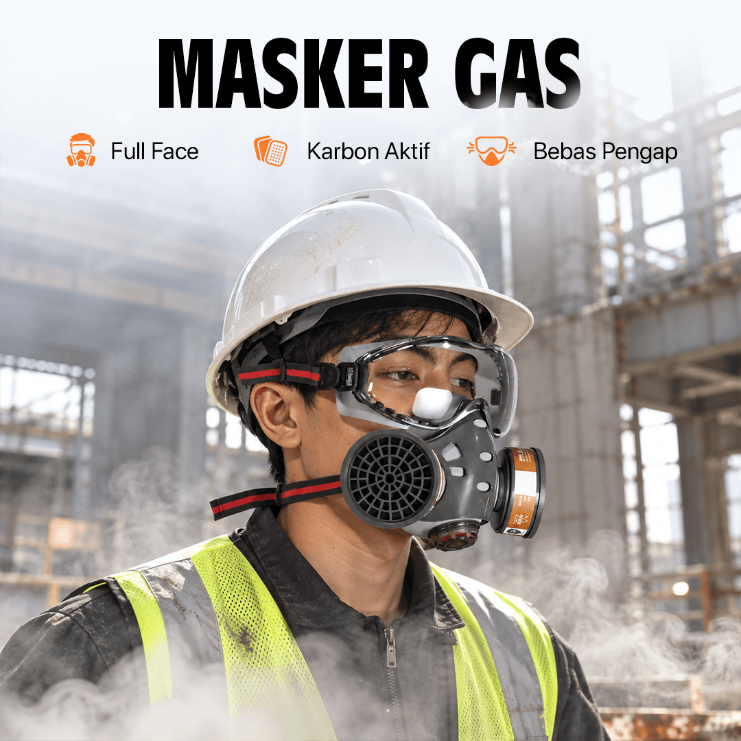 Masker Gas Respirator Full Face with Activated Carbon Filter